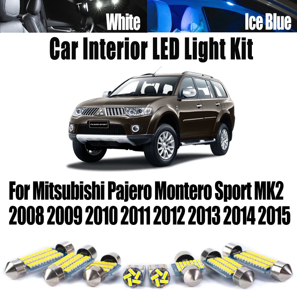 17-Piece LED Interior Light Kit for Mitsubishi Pajero Montero Sport MK2 - Canbus Error-Free Bulbs | AUTOKITSHOP