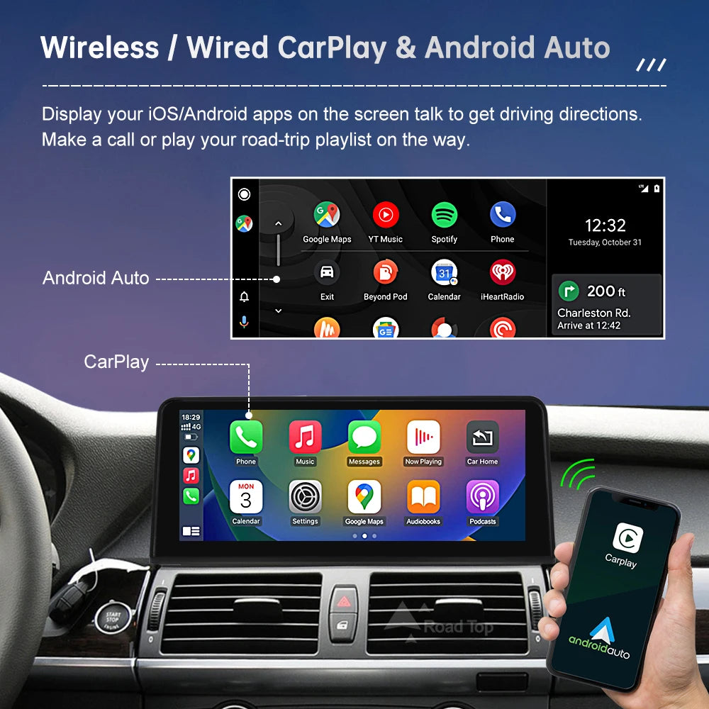 Wireless Carplay Touch Screen For BMW X5 E70 X6 E71 2007-2013 CCC CIC Display Radio Androi