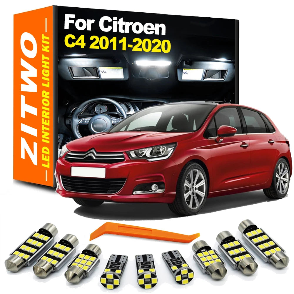 ZITWO 17Pcs Complete Car Bulb LED Interior Dome Map Light Kit For Citroen C4 2011 2012 2013 2014 - Canbus LED Car Light