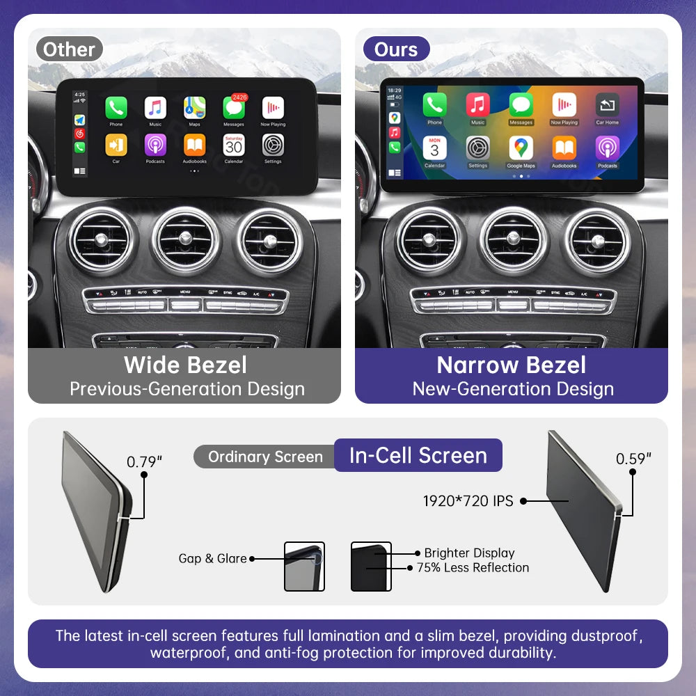 Ultra Thin Linux Touch Screen for Mercedes Benz C Class W205 GLC GLA CLA W447 2014-2019 Wi | AUTOKITSHOP