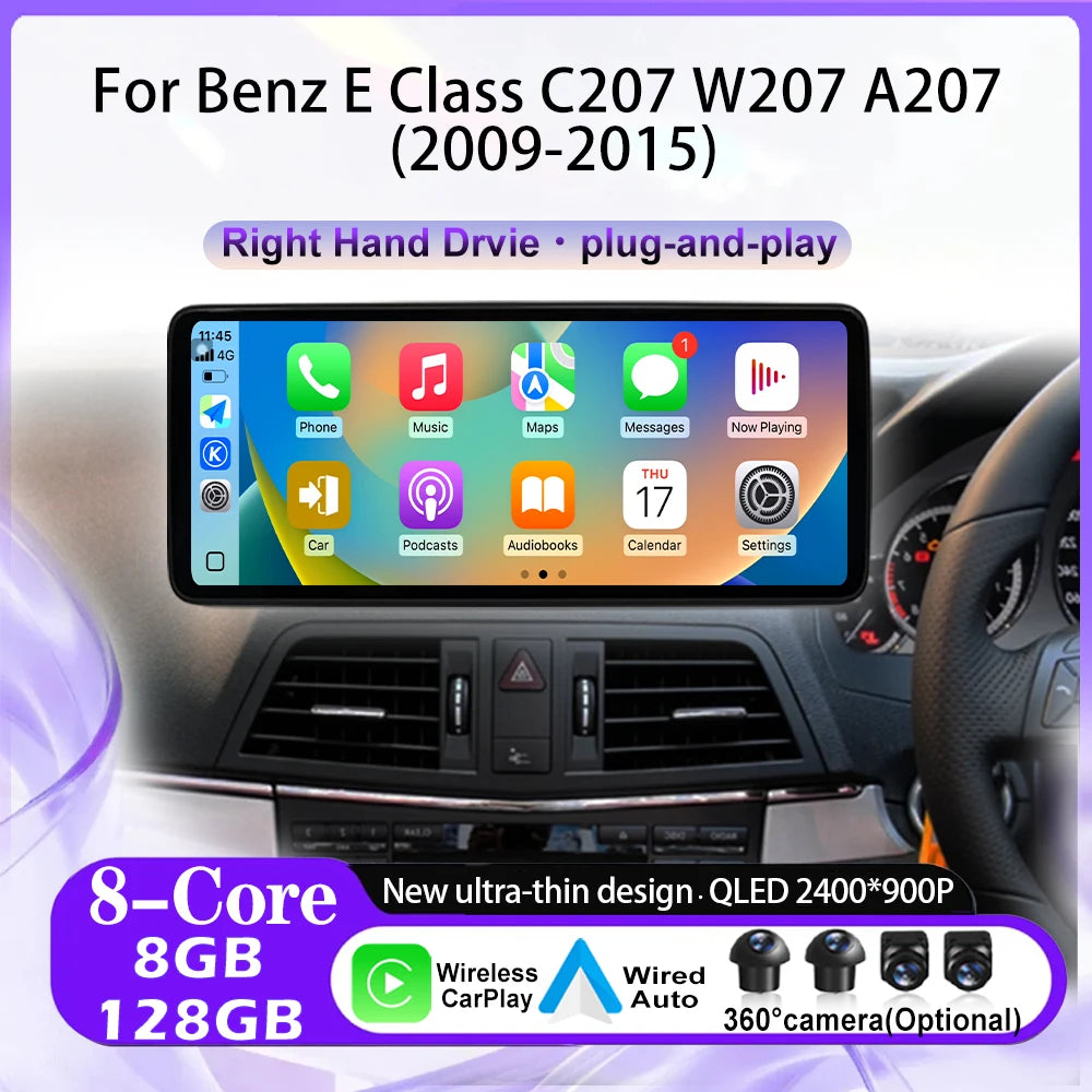RHD Model Android 16 For Benz E Class C207 W207 A207 2009-2015 Car Carplay Cooling Fan Mul