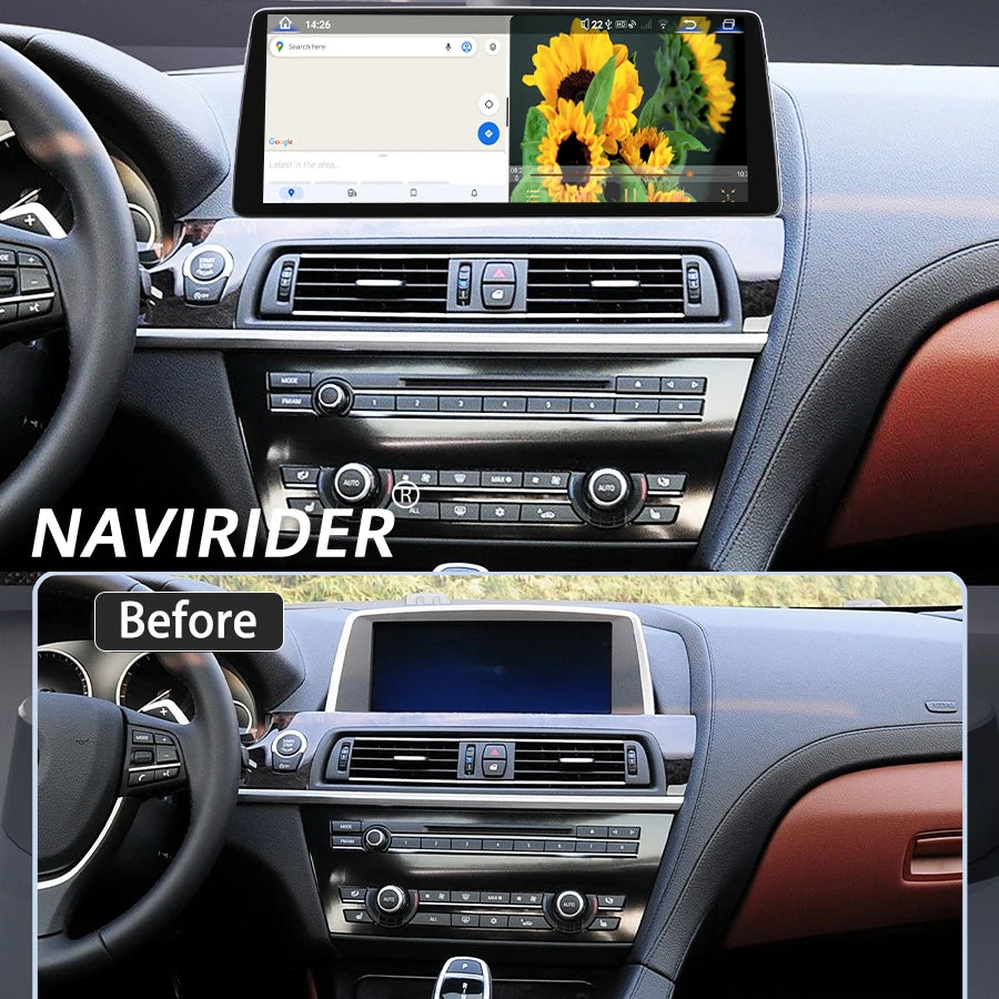 12.8inch 4G Carplay BT Navirider AHD QLED Screen For BMW 6series F13 2011-2012 Android14 C