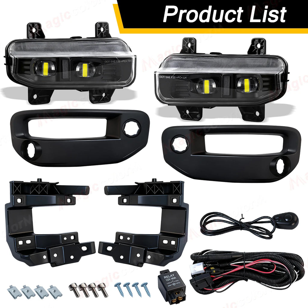 LED Car Fog Lamps For Dodge Ram 1500 2019 2020 2021 2022 2023 2024 DRL Daytime Running Lig | AUTOKITSHOP