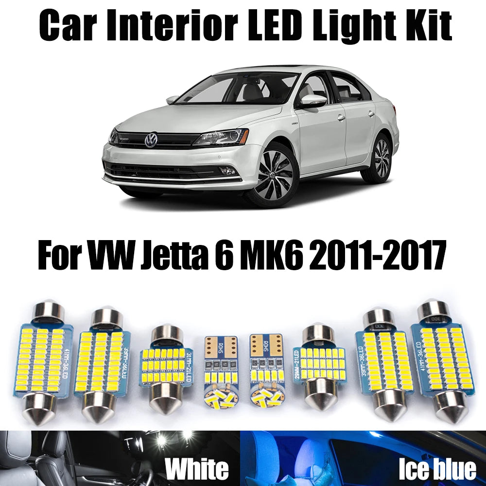 11-Piece LED Interior Light Kit for VW Jetta 6 MK6 2011-2014 - Canbus Dome Map Door Trunk Bulbs | AUTOKITSHOP