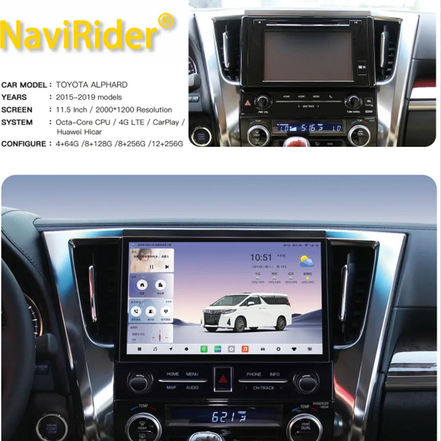 11.5inch Qled Screen Car Radio For Toyota Alphard 30 Series 2015-2019 Android14 Carplay Mu | AUTOKITSHOP