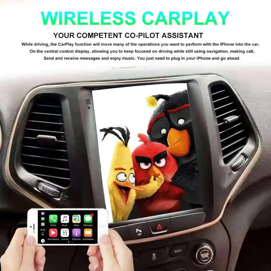 Android 14 Car Multimedia Player 10.4inch 8Core GPS For JEEP Cherokee 2013-2018 tesla styl