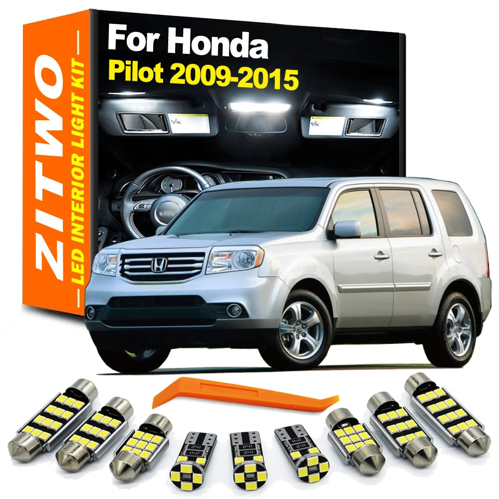 ZITWO 19Pcs LED Interior Dome Map Light Bulb Kit For Honda Pilot 2009 2010 2011 2012 2013 2014 2015 Door License Plate Lamp