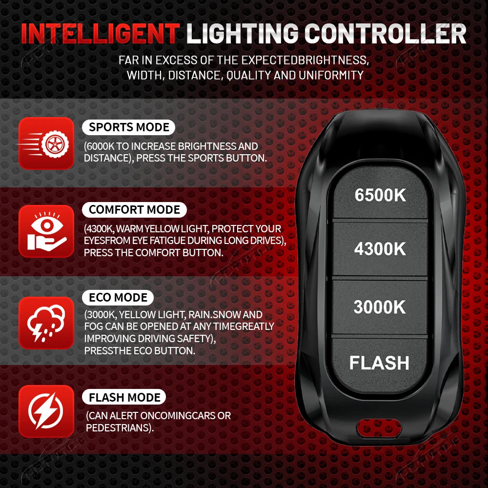 H4 LED H11 9005 HB3 9006 HB4 9012 6000K 4300K 3000K H7 LED Bulb Three Color Remote Control