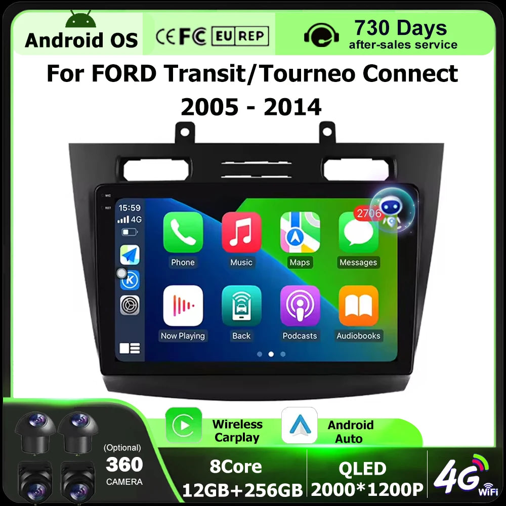 Android 16 Auto For FORD Transit /Tourneo Connect 2005-2014 Car Radio Multimedia Video Pla