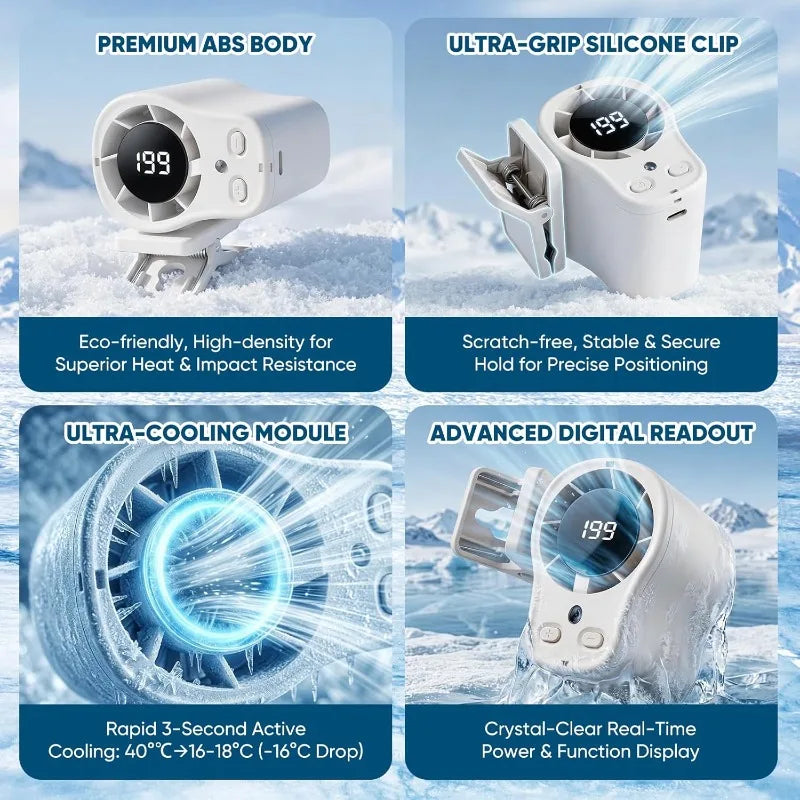 Clip on Semiconductor Cooling Car Fan USB Rechargeable Portable Desk Fan LED Display 360 Rotatio - Automotive LED Light