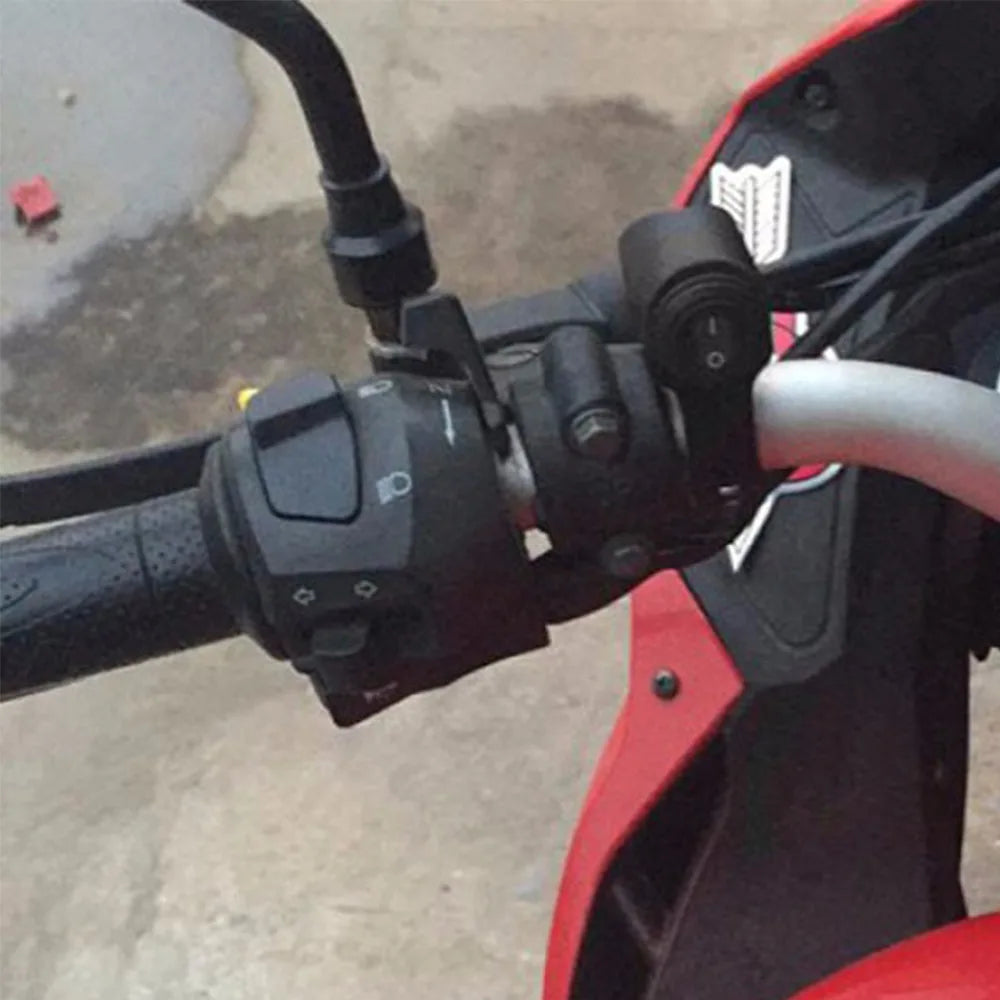 22-23mm / 0.78"-0.90" 12V 10A Black Motorcycle CNC Fog Brake Light Handlebar Headlight On