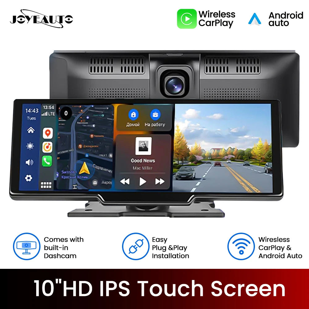 10.26" Portable Car Multimedia Player Wireless CarPlay Android Auto IPS Screen WiFi Bluetooth Voice Control for Universa