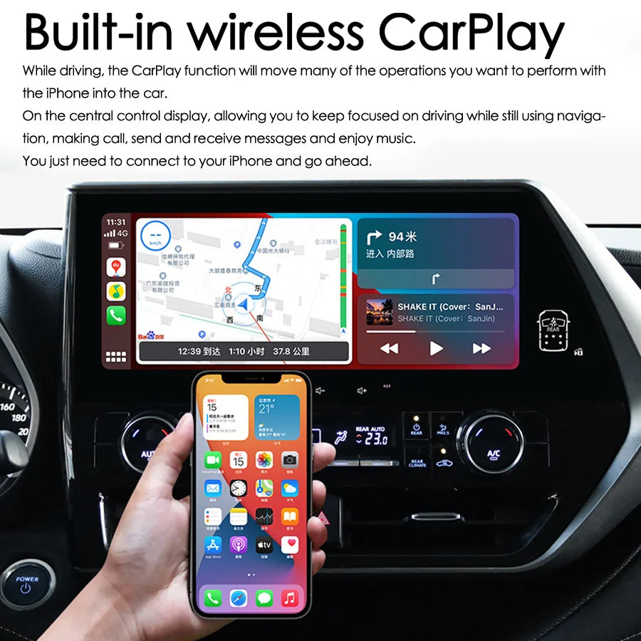 For CROWN KLUGER TOYOTA Highlander 2022 2023 Qled Screen Car Android 14 Video Player GPS N