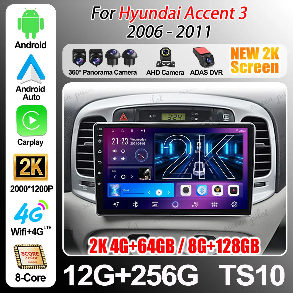Android 16 For Hyundai Accent 3 2006 - 2011 Gps Android No 2din 2 Din Dvd Car Radio Multim | AUTOKITSHOP