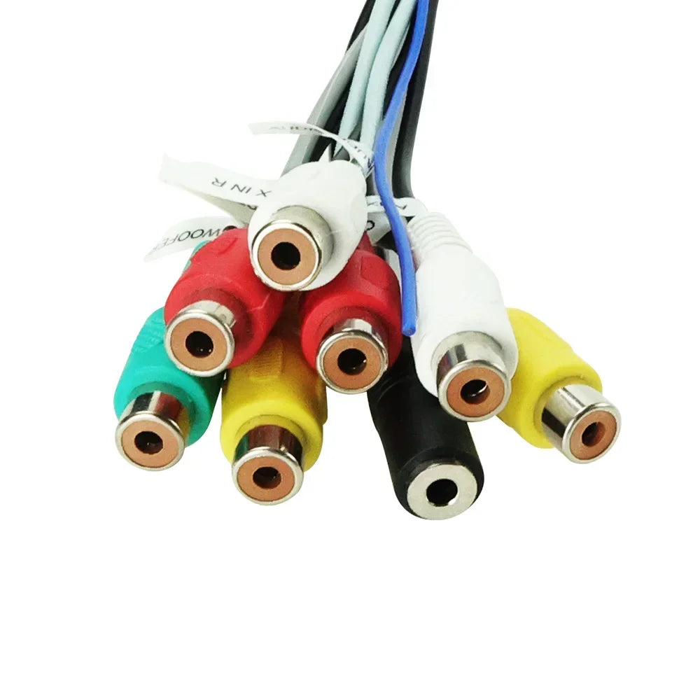 20 Pin RCA Socket CVBS Aux in Subwoofer Amp Control Wire Fan 12V Power Jack Mic Harness fo | AUTOKITSHOP
