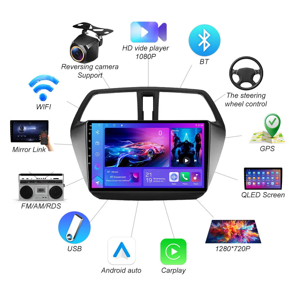Car Radio Android 16 Multimedia Video Player For Suzuki Sx4 2 S-cross 2012 - 2016 Stereo G | AUTOKITSHOP