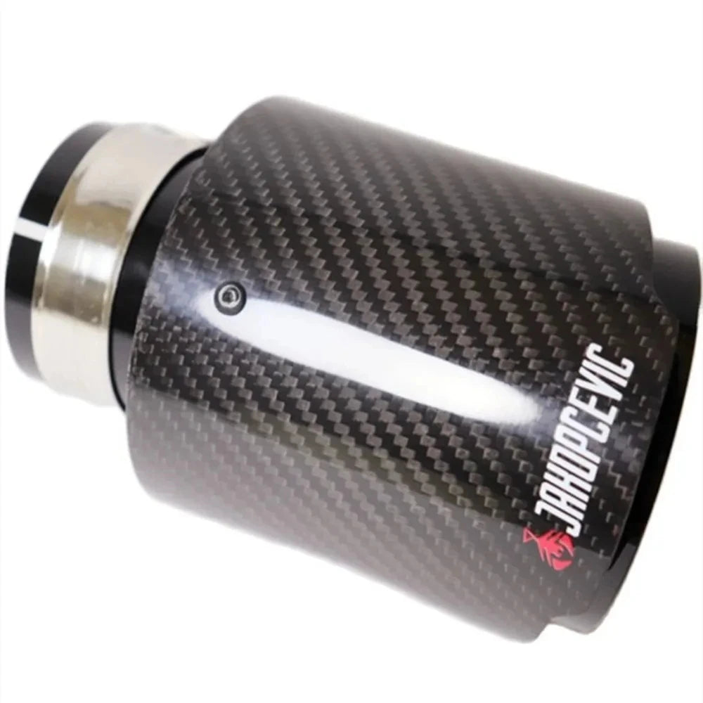 1pcs Car Glossy Carbon Fiber Muffler Tip Exhaust System Pipe Mufflers Nozzle Universal Straight  - Automotive LED Light