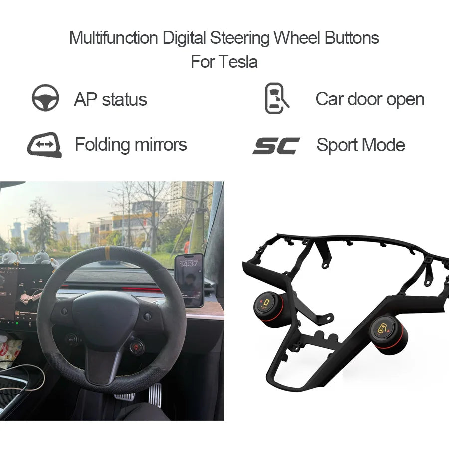 3-in-1 Multi-Functional Steering Wheel Buttons for Tesla Model Y Model 3 Refreshed Version - Digital Dashboard Control