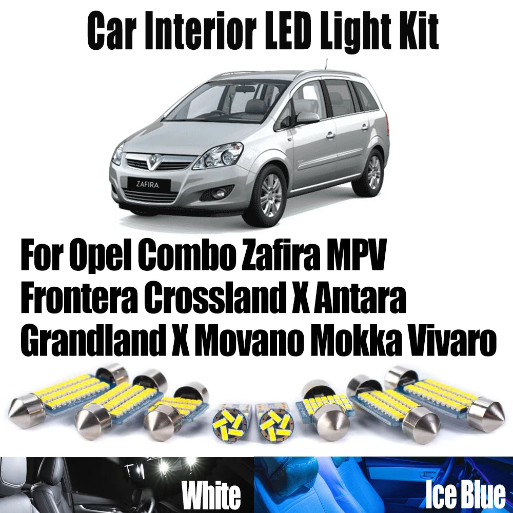 LED Interior Light Kit for Opel Combo Zafira MPV Frontera Crossland X Antara Grandland X Movano Mokka Vivaro Canbus C...