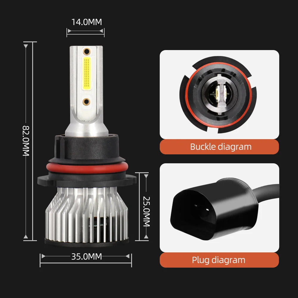 9007 Car LED Headlight Bulbs High Low Beam Canbus No Error 6000K White Turbo Headlamp LED