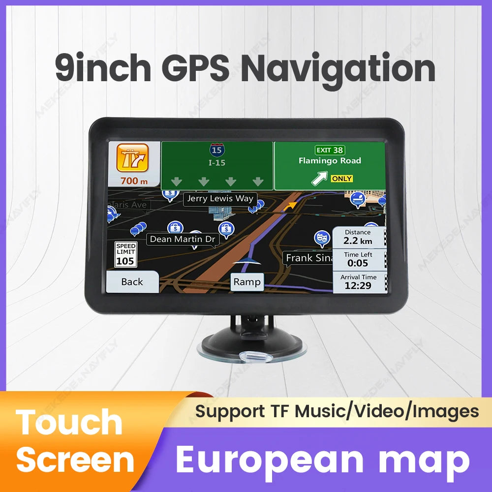 9 Inch Car GPS Navigation Touch Screen Truck Sunshade Sat Nav 256M+8G 2025 Europe Map Navi