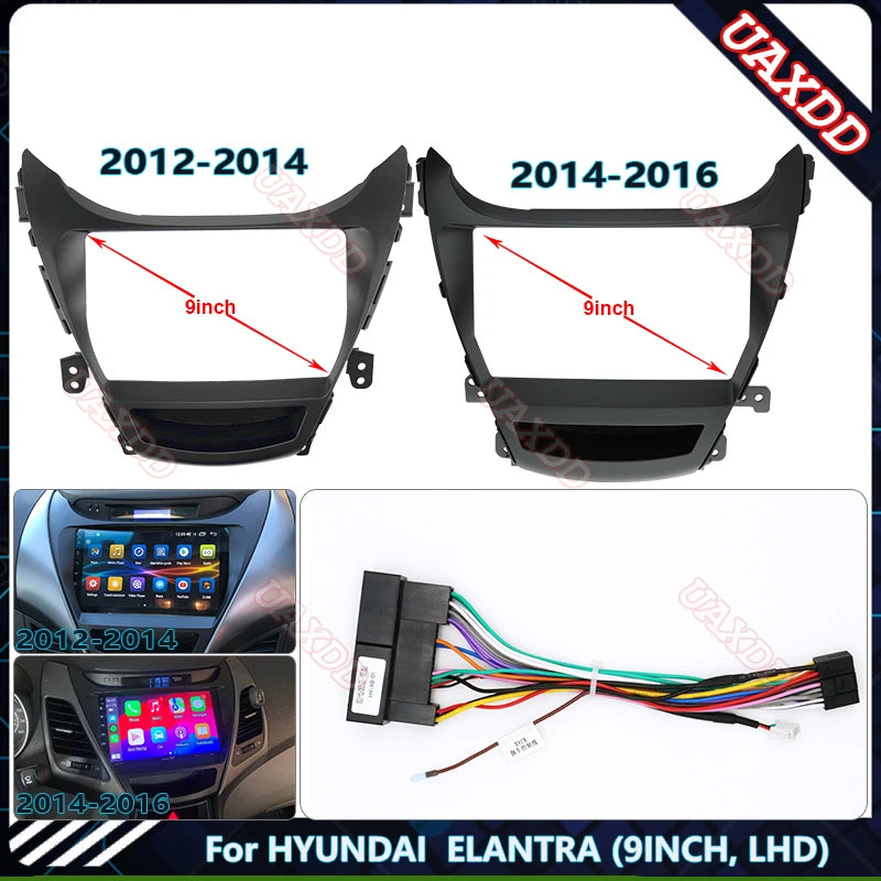 2 Din 9 Inch Car Radio Plastic Fascias Panel For HYUNDAI ELANTRA LHD Dashboard Frame Insta