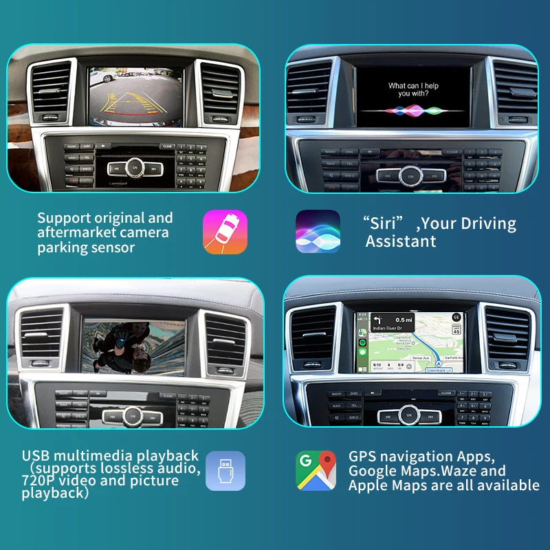 Wireless CarPlay for Mercedes Benz ML GL W166 X166 NTG4.5/4,7 2012-2015, with Android Auto