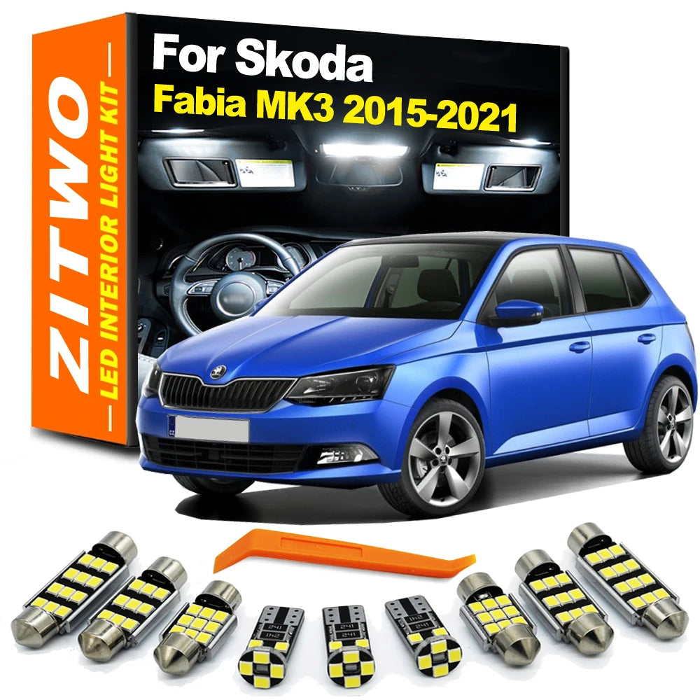 ZITWO 11Pcs Canbus LED Bulb Car Interior Light Kit For Skoda Fabia 3 III MK3 Hatchback Combi 2015 2016 2017 2018 2019 2020 2021