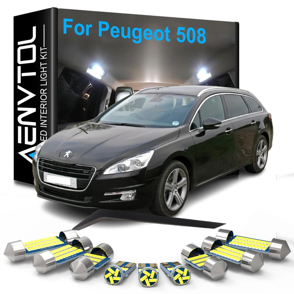 24-Piece LED Interior Light Kit for Peugeot 508 SW 2010-2025 - Canbus Dome Map Door Trunk Bulbs | AUTOKITSHOP