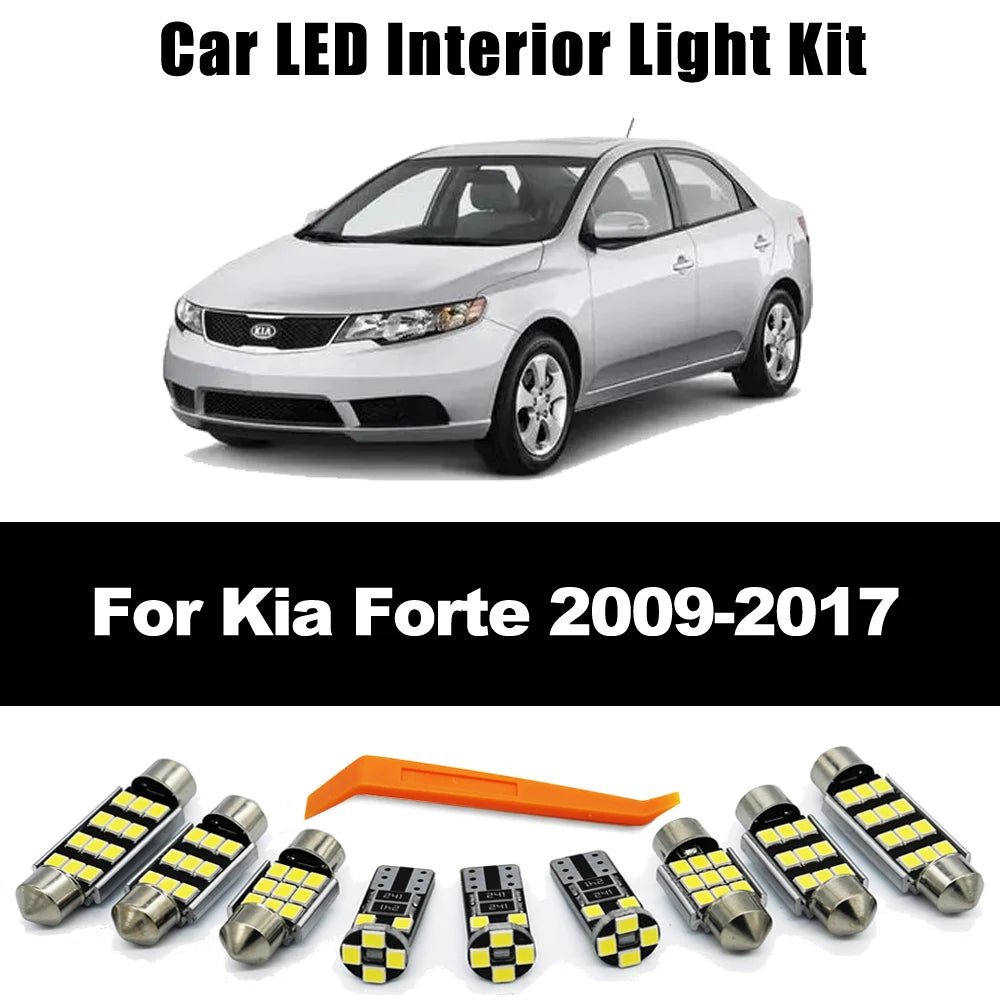 9Pcs LED Bulb Interior Indoor Dome Map Reading Trunk Light Kit For Kia Forte Cerato 2009 2010 2011 2012 2013 2014 2015 2016 2017
