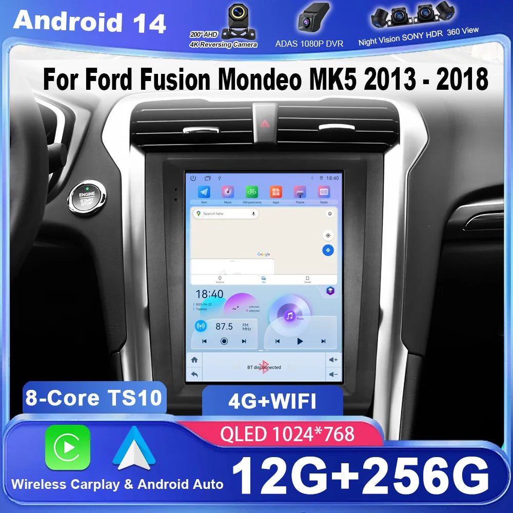 For Ford Fusion Mondeo MK5 2013 - 2018 9.7 inch Android 14 Car Radio Multimedia Video Play
