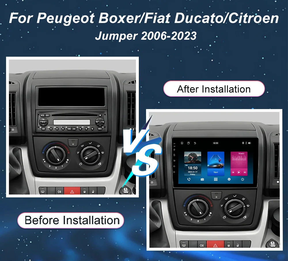 For Peugeot Boxer/Fiat Ducato/Citroen Jumper 2006-2023 Car Radio Stereo Android Auto Multi
