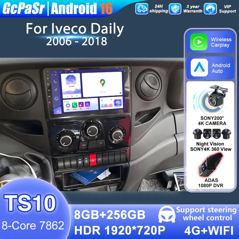 For Iveco Daily 2006 - 2018 Android auto Screen Car Stereo Radio Multimedia Wireless Carpl