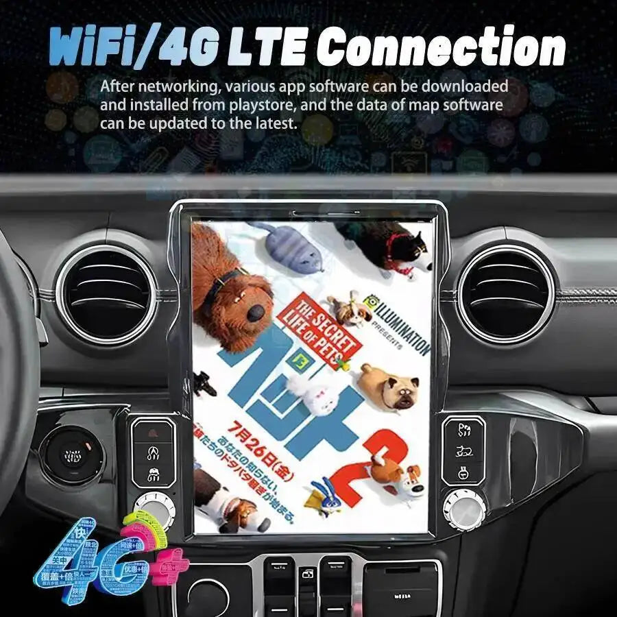13" Screen Head Unit Car Radio For Jeep Wrangler 2018-2021 Android Auto Car GPS Multimedia | AUTOKITSHOP