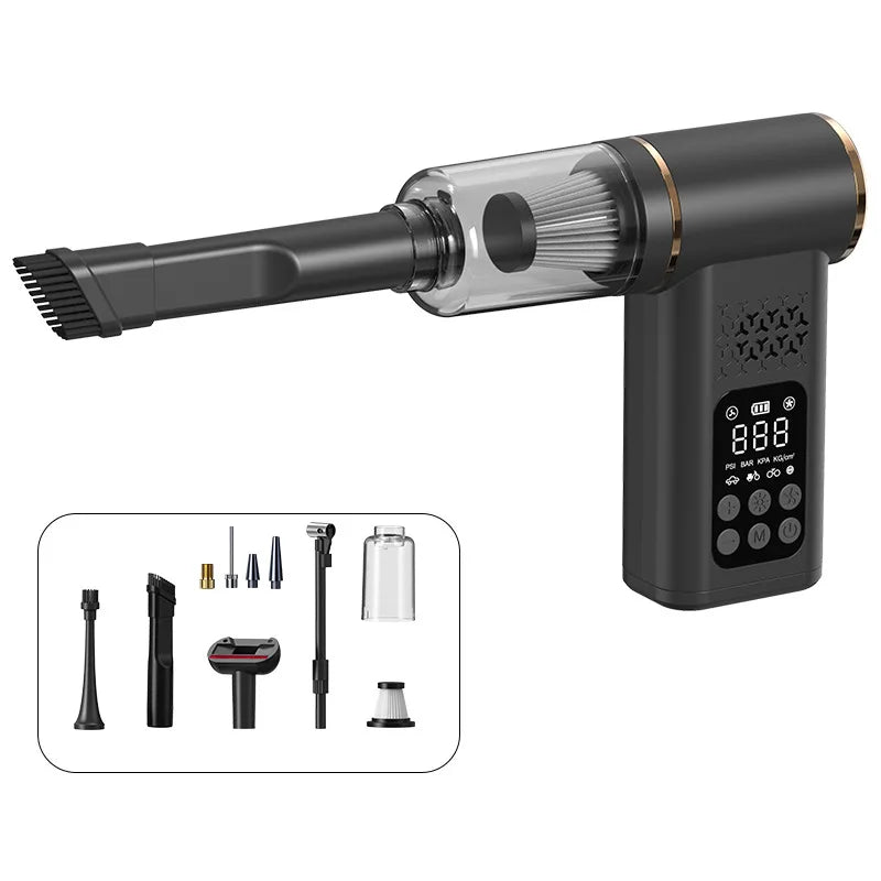 Portable Wireless Car Vacuum Cleaner Smart Tire Inflator with Digital Display Multi Purpose Tire - Automotive LED Light