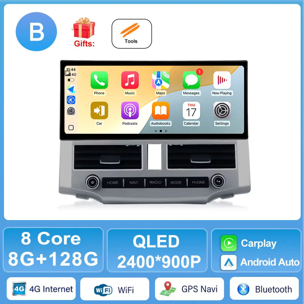 12.3" Android 15 Car Stereo for Toyota 4Runner 2007-2021 – Wireless CarPlay, GPS Navigation, Bluetooth DSP | A