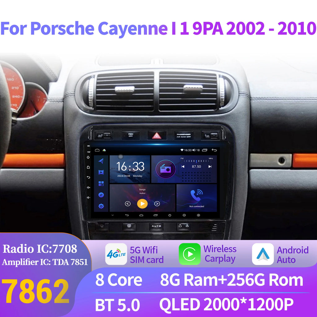 Android 14 For Porsche Cayenne I 1 9PA 2002-2010 Wireless Bluetooth Carplay Car Radio Mult