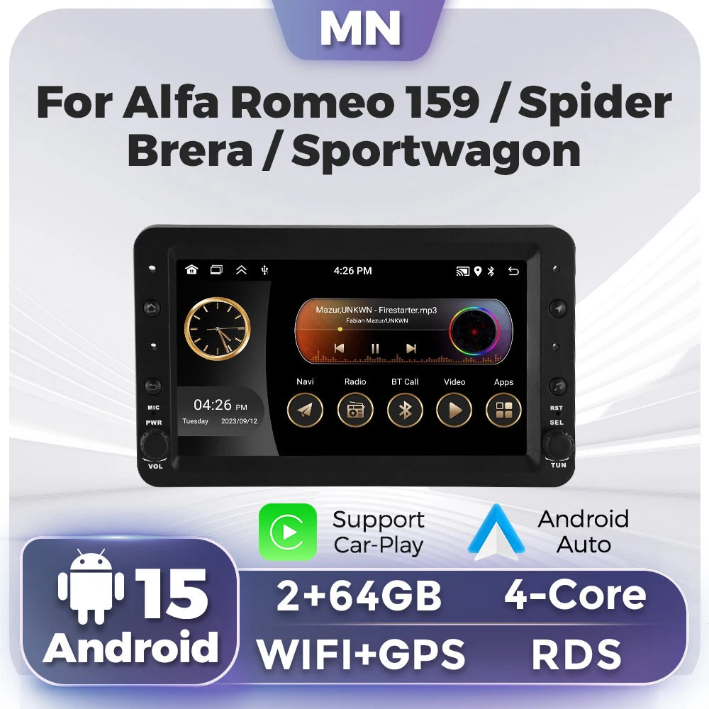 7inch Car Audio Stereo for Alfa Romeo159 SpiderBrera Sportwagon Wireless Carplay Android A | AUTOKITSHOP