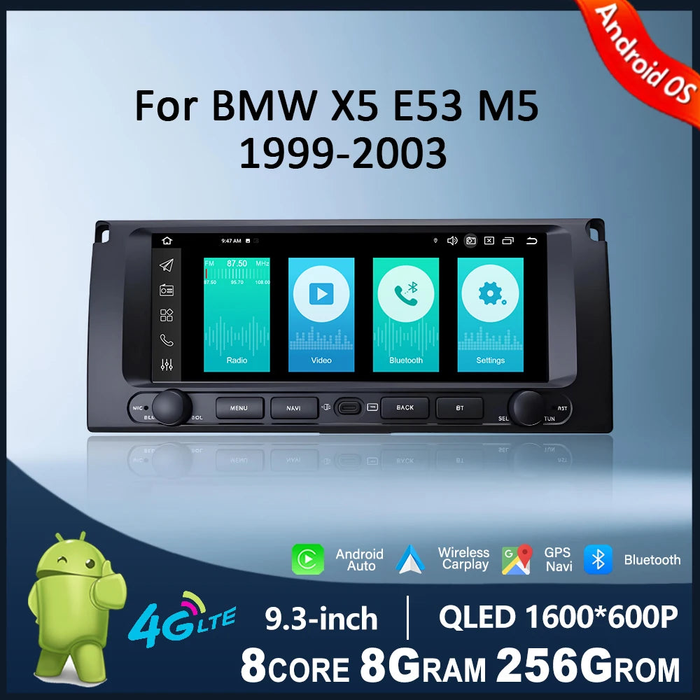 9.3 inch Android OS for BMW X5 E53 M5 1999 - 2003 Car Radio Multimedia Touch Screen Player