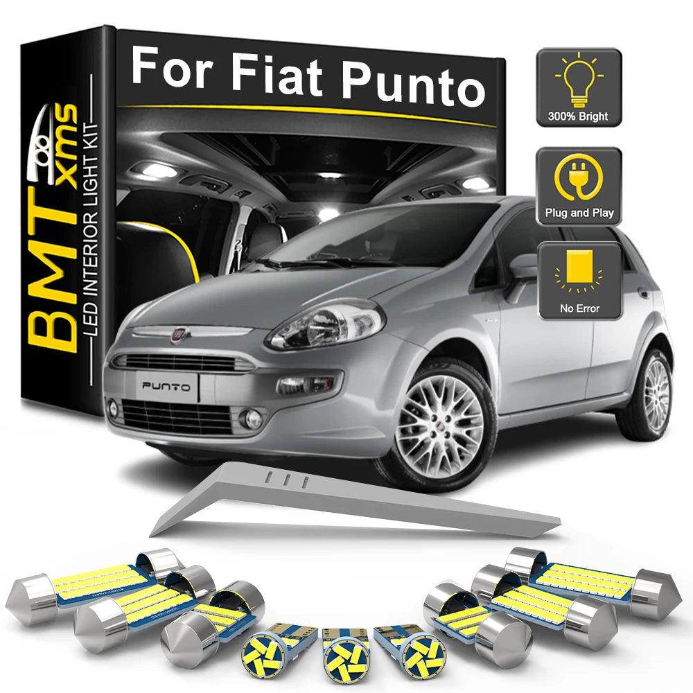 LED Interior Light Kit for Fiat Punto 1 2 3 I II III EVO 176 188 199 1993-2014 - Canbus Dome Map Door Trunk Bulbs | A...