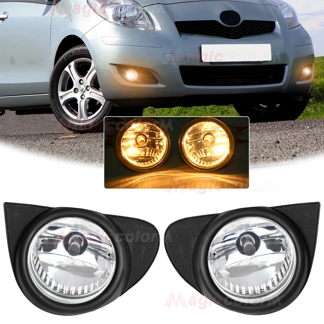 For Toyota Echo Vela 2002 2003 2004 2005 Car Fog Lamps Halogen Front Bumper Daylights DRL  | AUTOKITSHOP