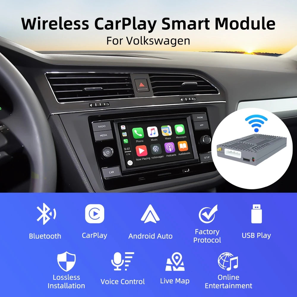 Wireless Carplay Android Auto for VW Volkswagen MIB2 Golf 7 Tiguan Polo Seat OEM Screen Up | AUTOKITSHOP
