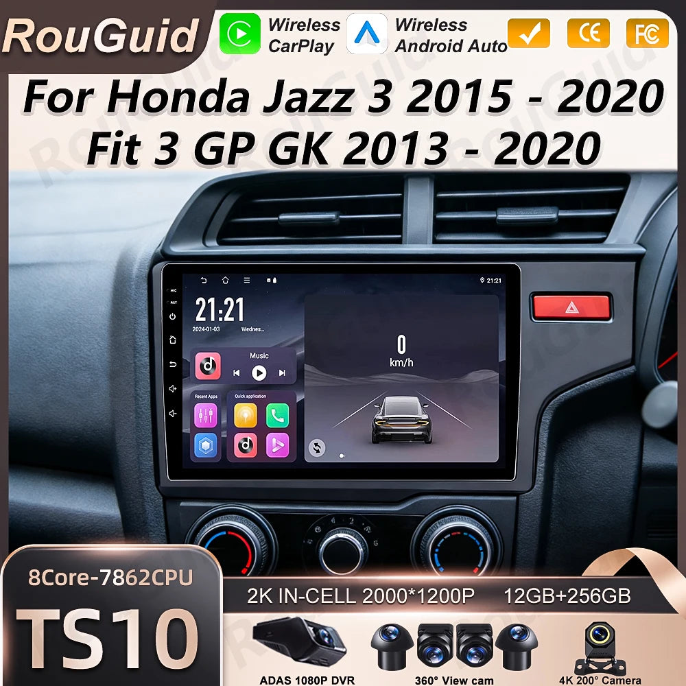 Android 16 Car Radio For Honda Jazz 3 Fit GP GK 2013 - 2020 Multimedia Player Autoradio BT | AUTOKITSHOP