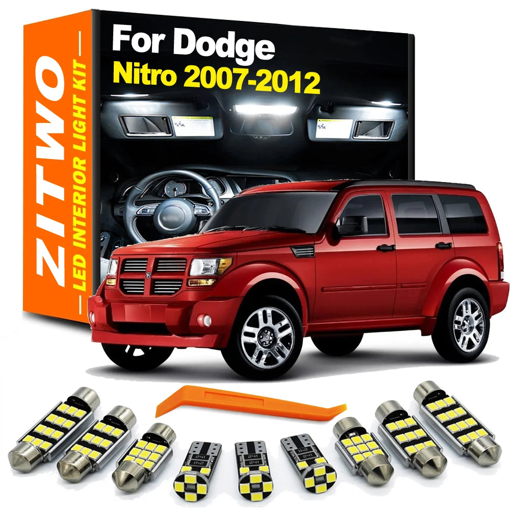 ZITWO 10Pcs Canbus For Dodge Nitro 2007 2008 2009 2010 2011 2012 LED Interior Dome Light Sunvisor Bulbs Plate Trunk Lamp Parts