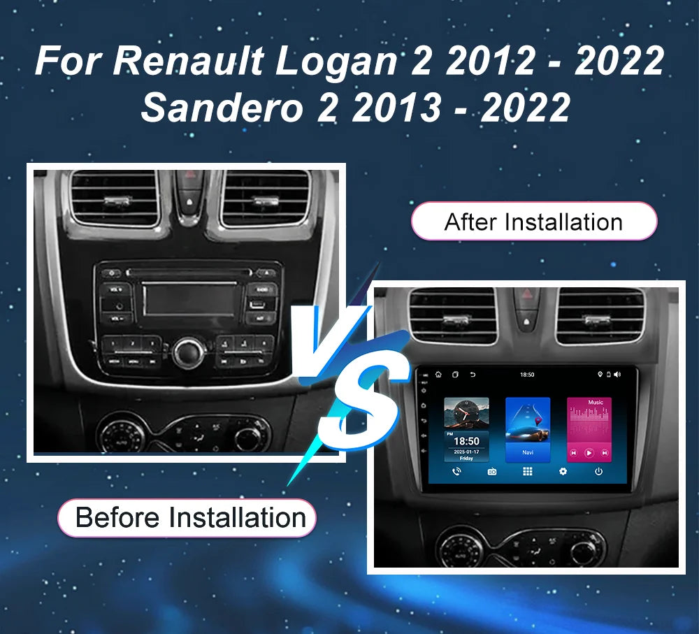 Car Android GPS Navigation For Renault Logan 2 2012 - 2022 Sandero 2 2013 - 2022 Auto Radi