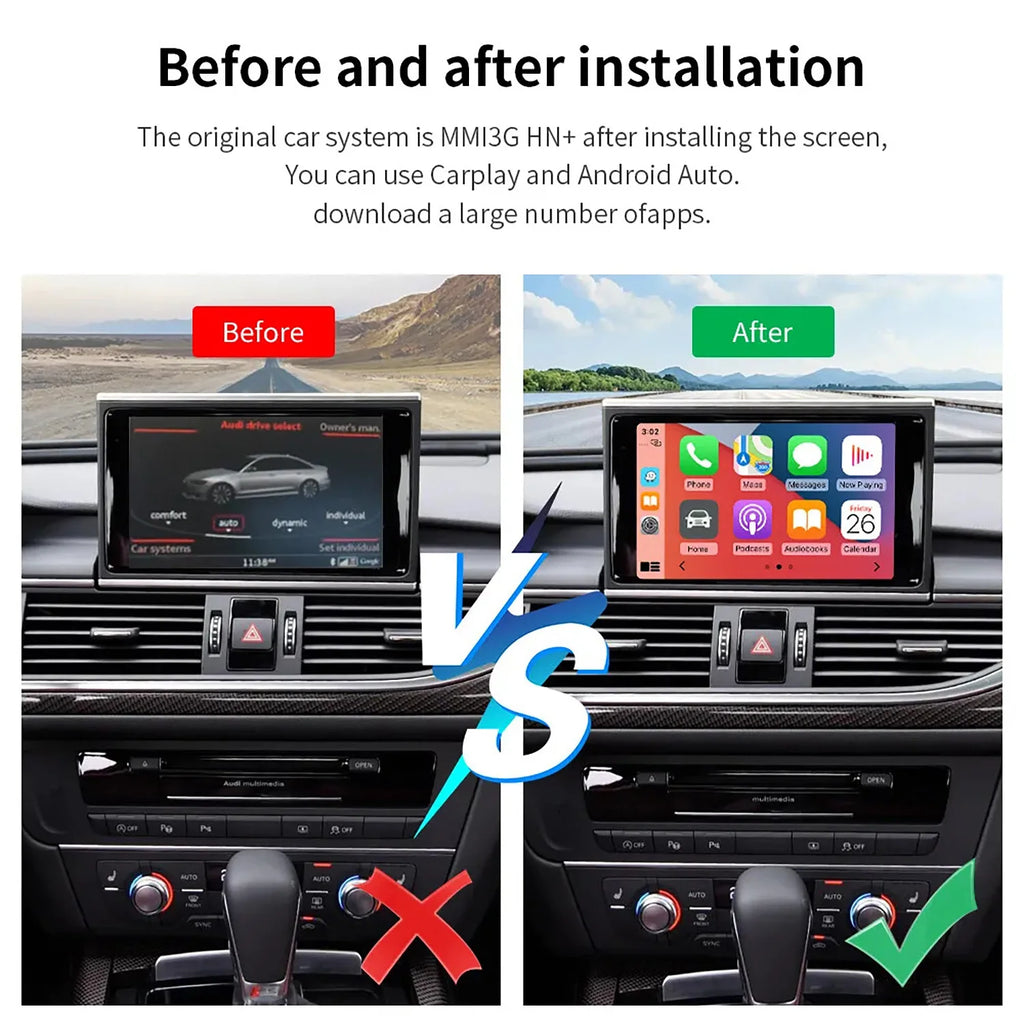 Wired/Wireless iOS Android Auto Carplay Nav Camera Interface For Audi A6 A7 2012-2018 With