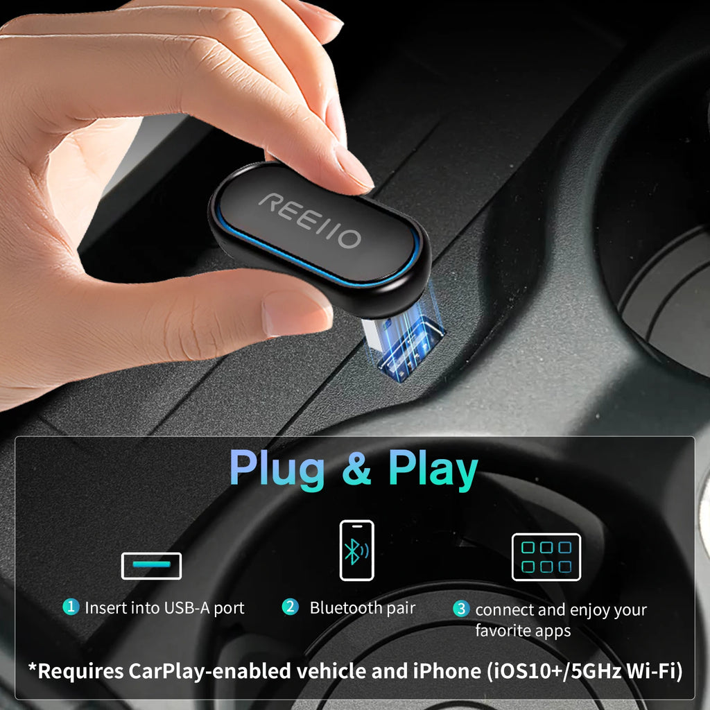 REEIIO WiFi Fast Connectivity 2-in-1 360 Degree Wireless Adapter CarPlay Android AUTO Car