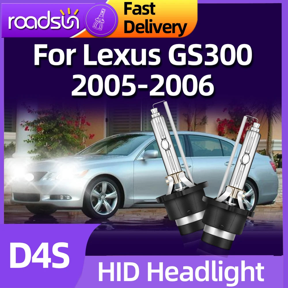 Roadsun 2PCS HID Headlights D4S Car Auto Bulb Xenon Headlamp 70W 6000K White Light For Lex