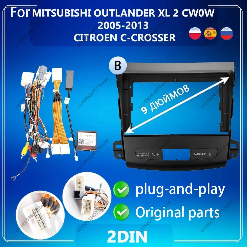 9 inch For MITSUBISHI OUTLANDER XL 2 CWOW 2005-2013 CITROEN C-CROSSER Car Radio Fascias st