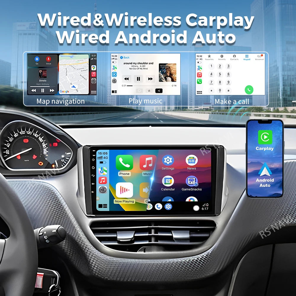 Android 16 For Peugeot 208 2008 2012-2018 2K QLED Android Car Radio Multimedia Video Playe
